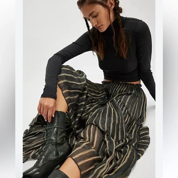 FREE PEOPLE Ember Striped Midi Skirt - Picture 4 of 6